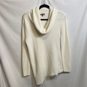 Asymmetrical Cream Cowl Neck Sweater